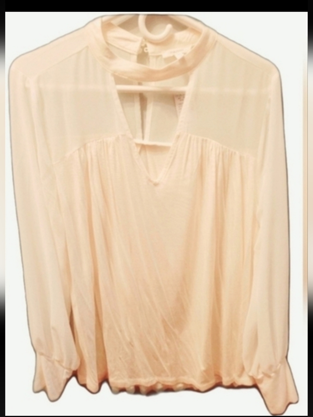 Maurices Off-White Keyhole Blouse Sheer Fairy Core